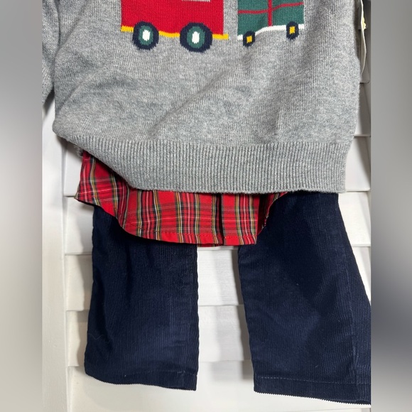 NWT Starting Out Toddler Boys Sweater w Red Plaid Shirt & Corduroy Set Size 18M - Picture 5 of 5